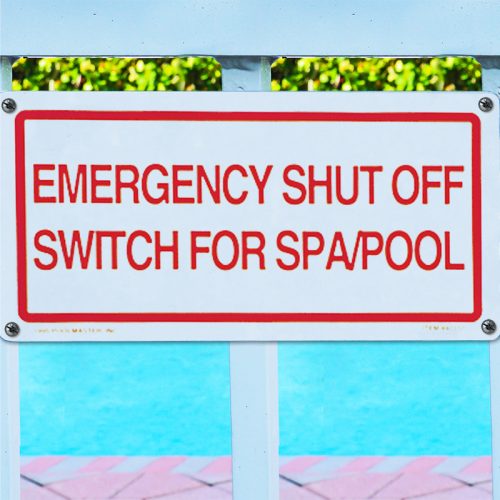 POOLMASTER EMERGENCY SHUT OFF SIGN