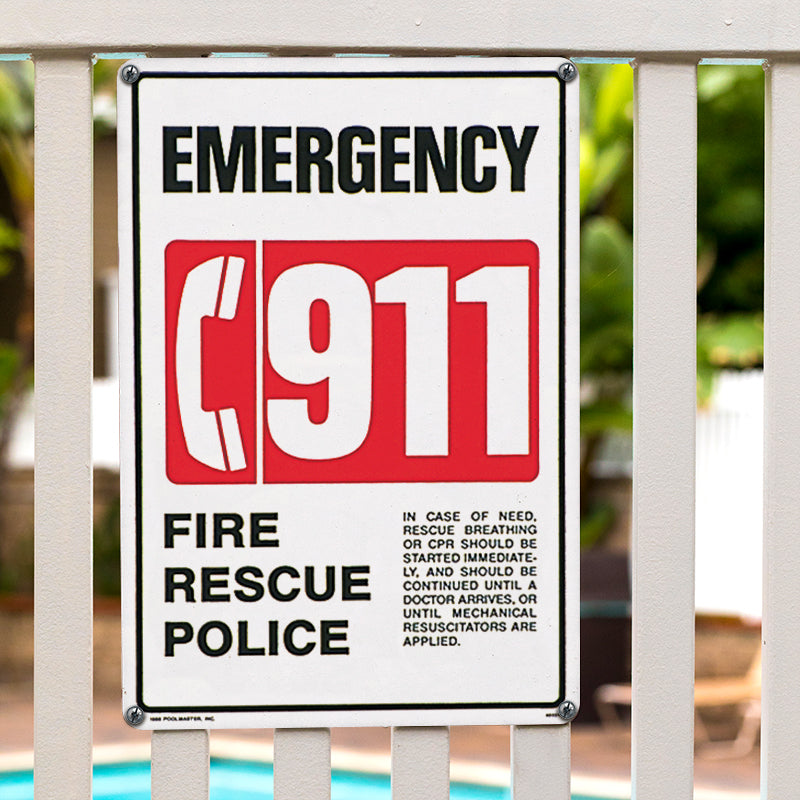 POOLMASTER "911 EMERGENCY" SIGN
