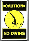 POOLMASTER CAUTION SHALLOW WATER, NO DIVING SIGN