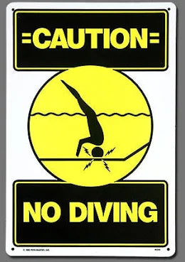 POOLMASTER CAUTION SHALLOW WATER, NO DIVING SIGN